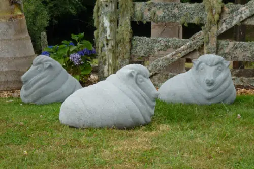 Concrete sheep sculptures